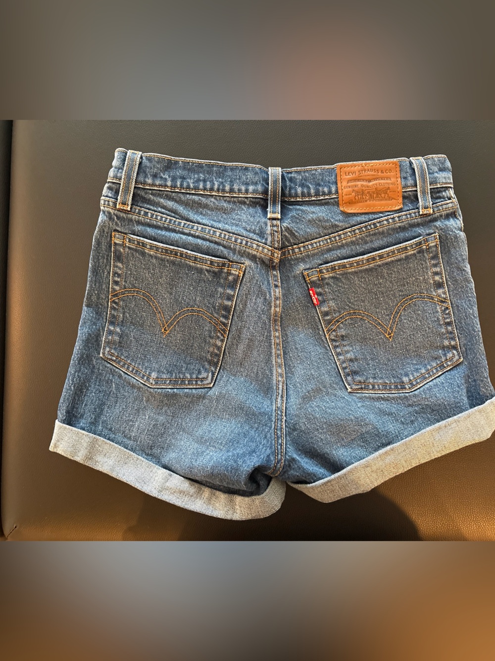 Levi's Blue Denim High-Waist Cuffed Shorts